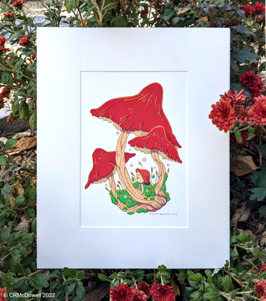 Red Mushroom Sprite (Original Matted Artwork 8"x10")