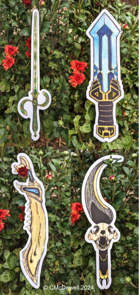 Vinyl Sword Stickers (~6&quot; along max length)